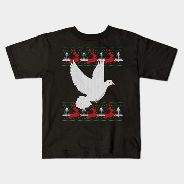 Ugly Christmas Pigeon Bird Kids T-Shirt by Shiva121